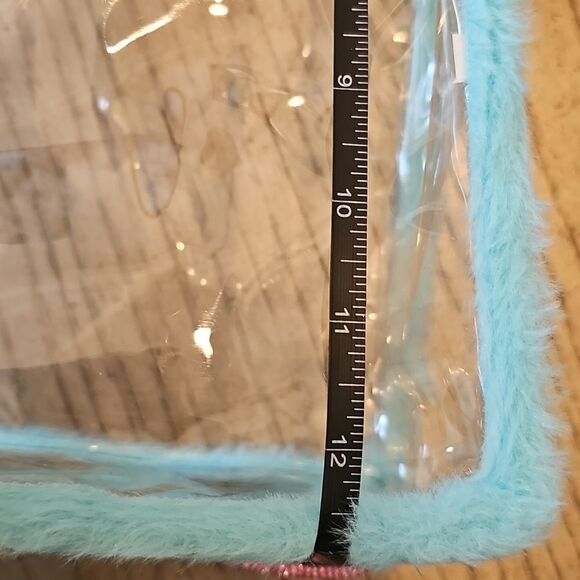 Clear Tote Fuzzy Blue Handles - Picture 7 of 9